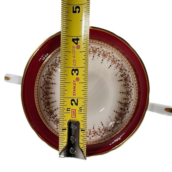 Royal Worcester Regency Red Cream Soup Cup Saucer Set Ruby Gold Trim Bone China - Picture 11 of 12